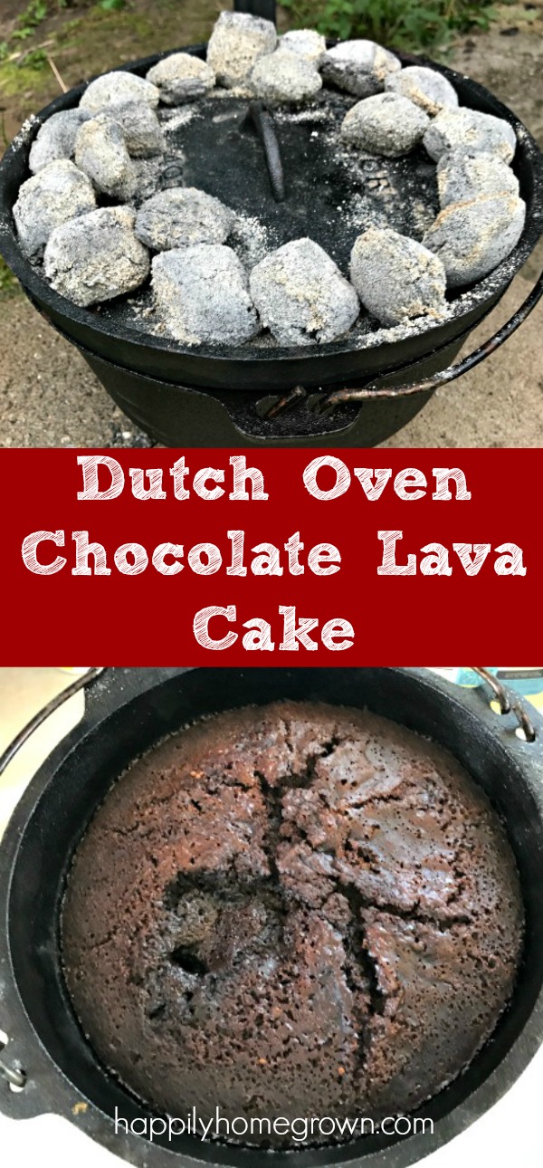 Dutch Oven Chocolate Lava Cake is sure to impress! The oohs and ahhhs when we took the lid off the Dutch Oven.  The wide-eyed expression as I scooped out the cake into 9 bowls and topped each with some vanilla ice cream.  And the happy, yummy sounds as they ate every last bite!