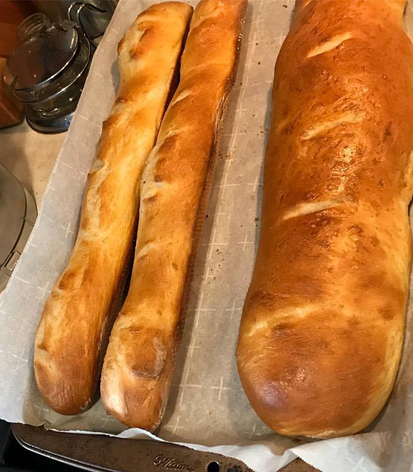 2 baguette and 1 free-form loaf