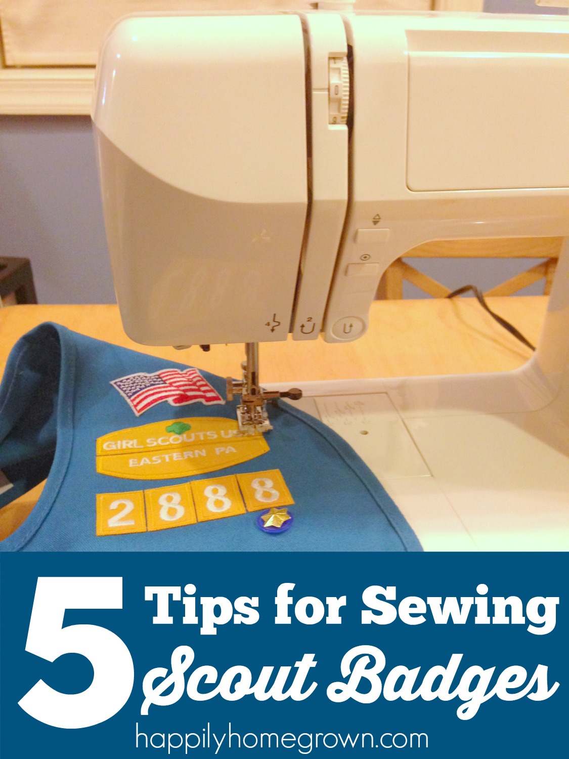 5 Tips for Sewing Scout Badges - Anyone with a sewing machine can and have their Girl Scout or Boy Scout uniforms in tip top shape in no time!