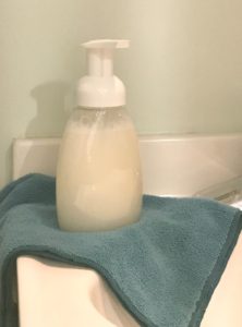 I'm excited about our foaming hand soap. All of that beautiful, luxurious foam is created with just a small amount of soap combined with water.